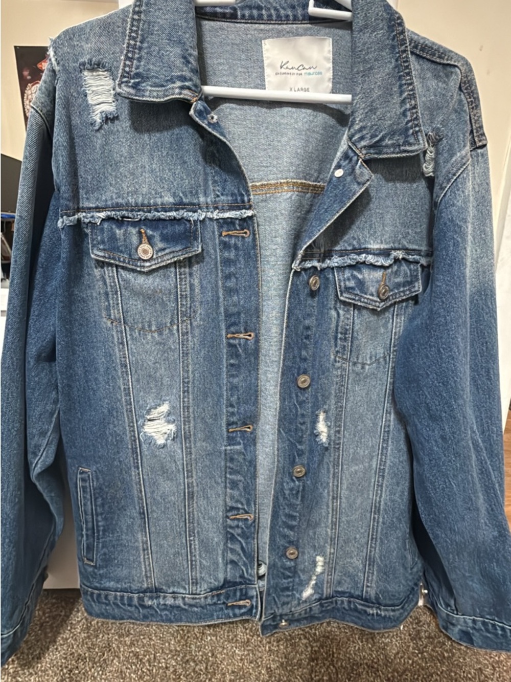 Maurices KanCan Distressed Blue Denim Jacket